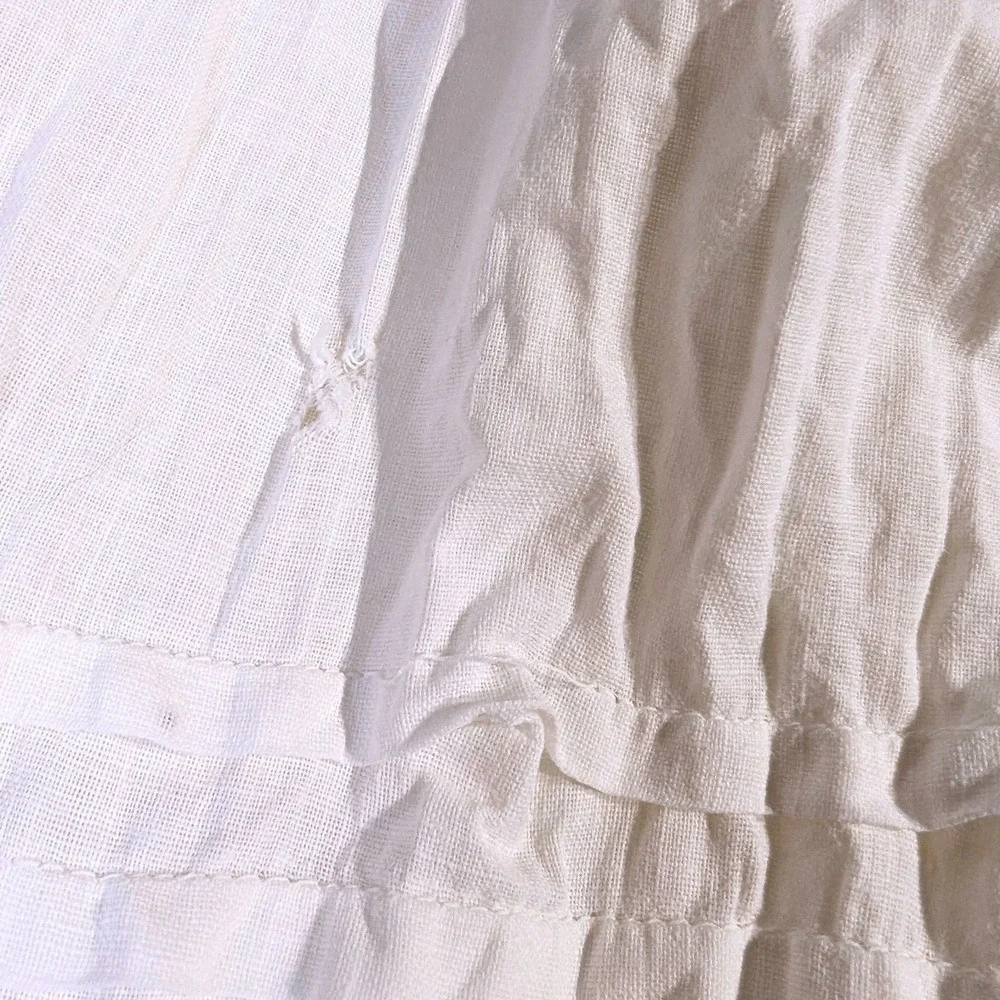 Vintage Boho Eyelet Skirt 26x30 White‎ Cotton Tiered Prairie READ